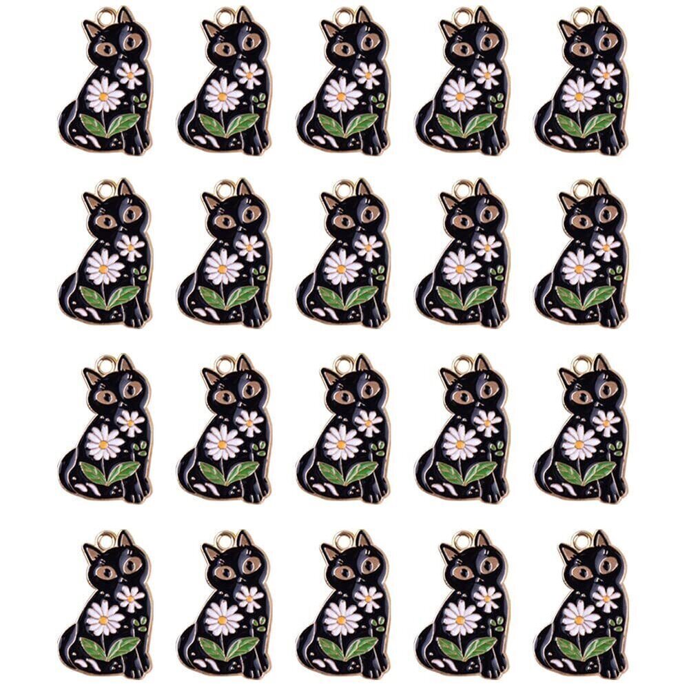 3920 Cute Cat Charm Pendant, 20 Pieces Creative Cat Charm for DIY Craft